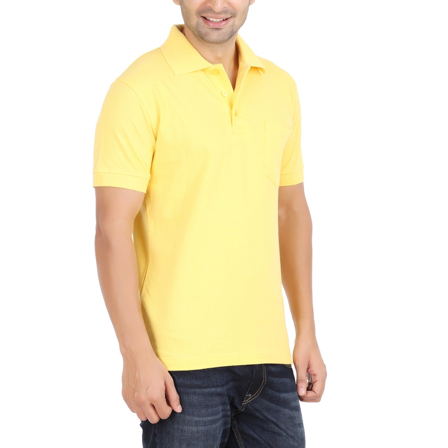Yellow Polo Tshirt With Pocket-Style #0705