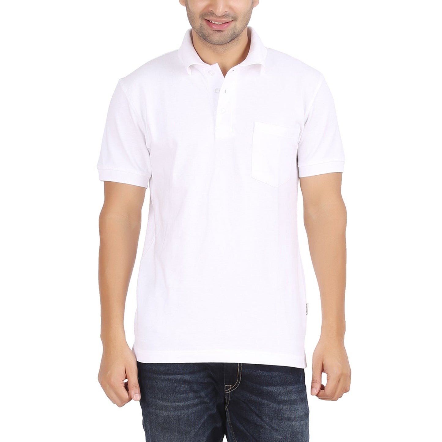 White Polo Tshirt With Pocket-Style #0705