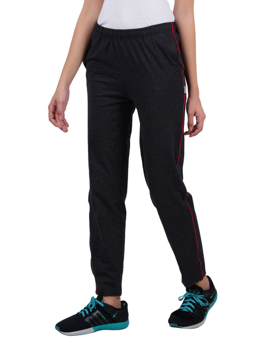 Charcoal Melange Piping Trackpant-Style #L-0405