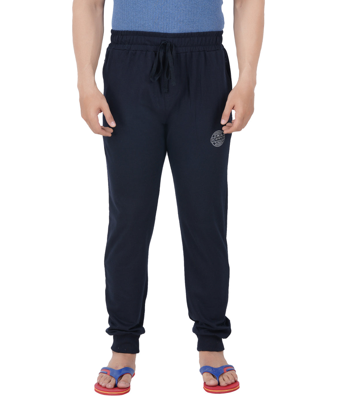 Premium Navy Blue Bottom Rib Zipper Trackpant - Style #0409