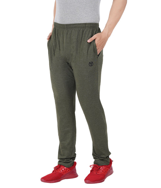 Olive Melange Slim Fit Zipper Trackpant-Style #0408