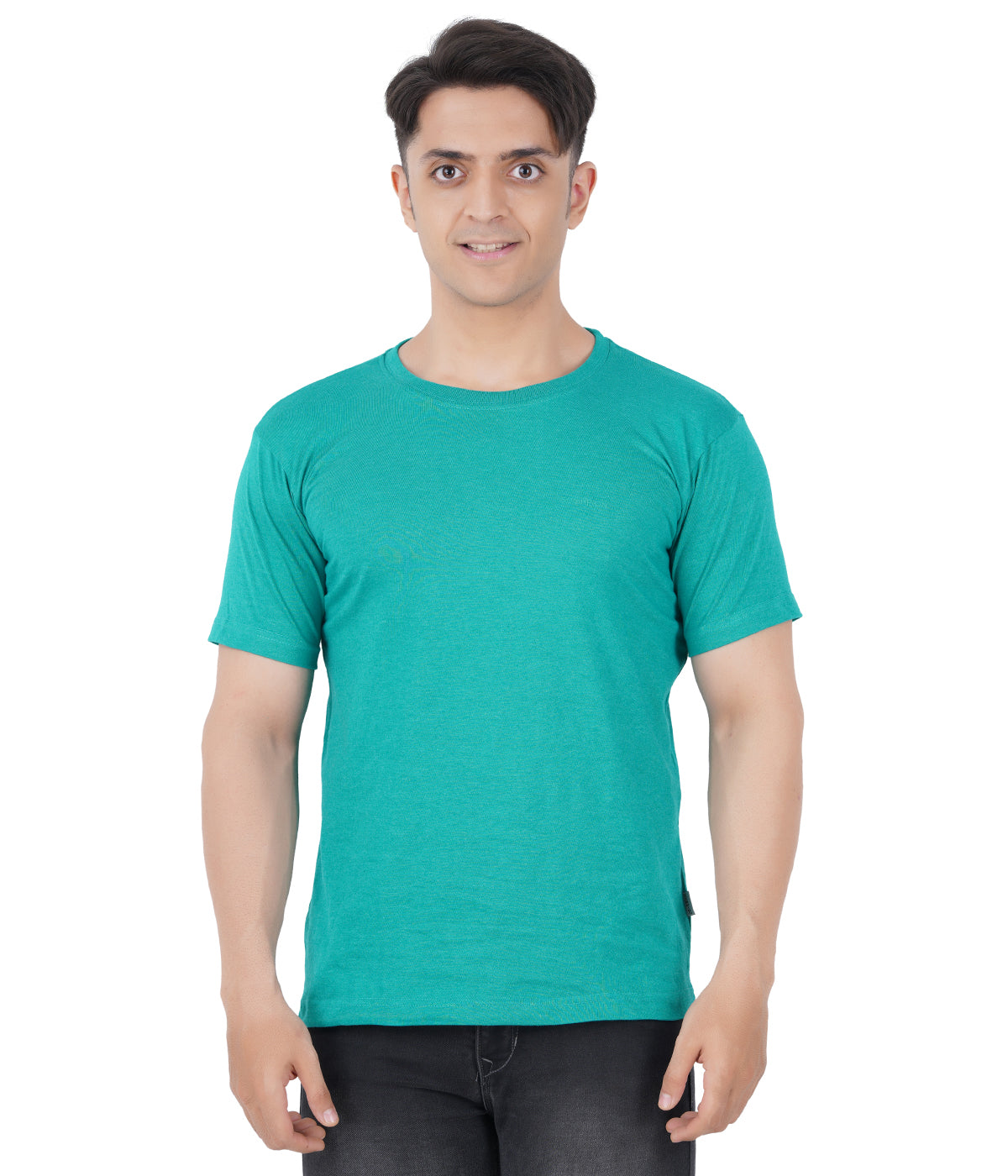 Teal Melange Round Neck Tshirt -Style #0804