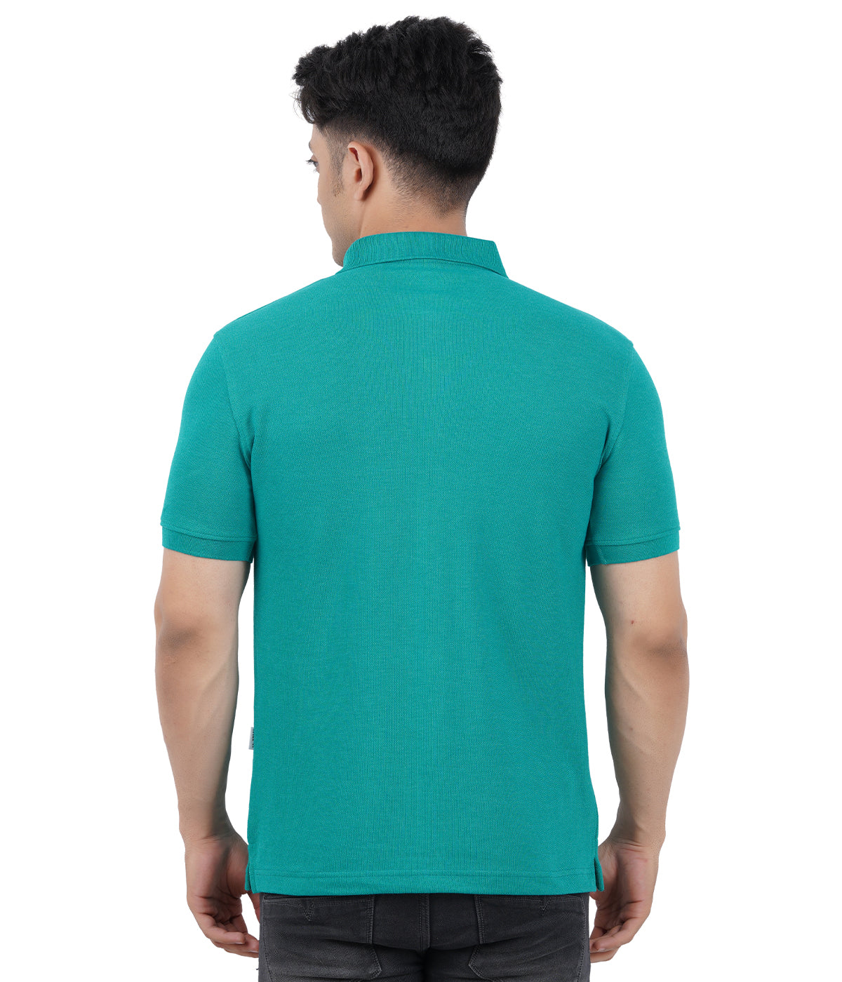 Teal Melange Polo Tshirt With Pocket-Style #0705